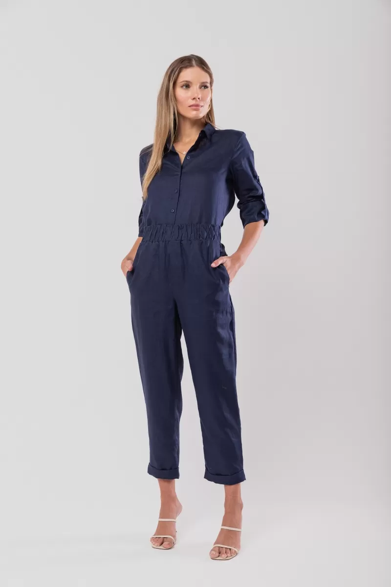 Hidrogênio - CARROT POLIANA 100% NAVY LINEN PANTS - 19886004 Hidrogênio - CARROT POLIANA 100% NAVY LINEN PANTS - 19886004