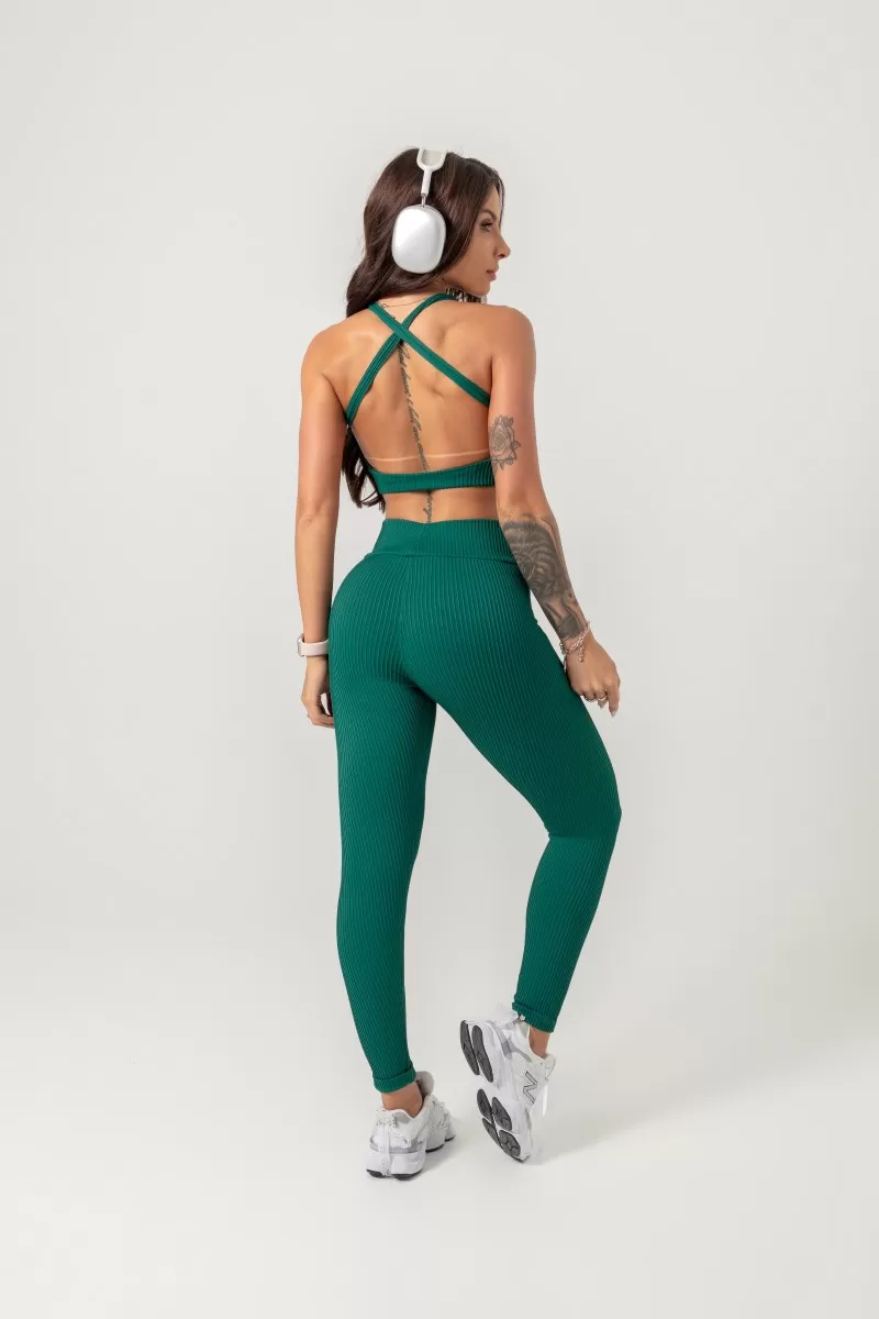 Hipkini - Follow the Sun Green Ribbed Leggings - 33330760