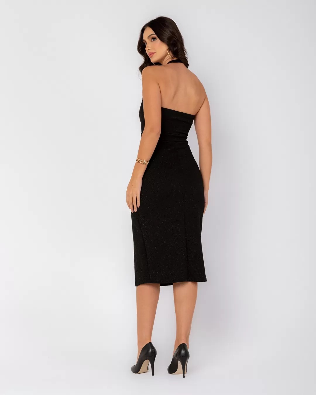 Miss Misses - Miss Misses Dress Sweetheart Neckline Lurex With Slit Black - D0023PRETO Miss Misses - Miss Misses Dress Sweetheart Neckline Lurex With Slit Black - D0023PRETO