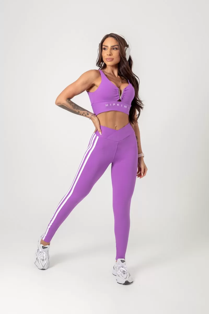 Hipkini - Follow the Sun Leggings Violet with stripes on the side - 33330767