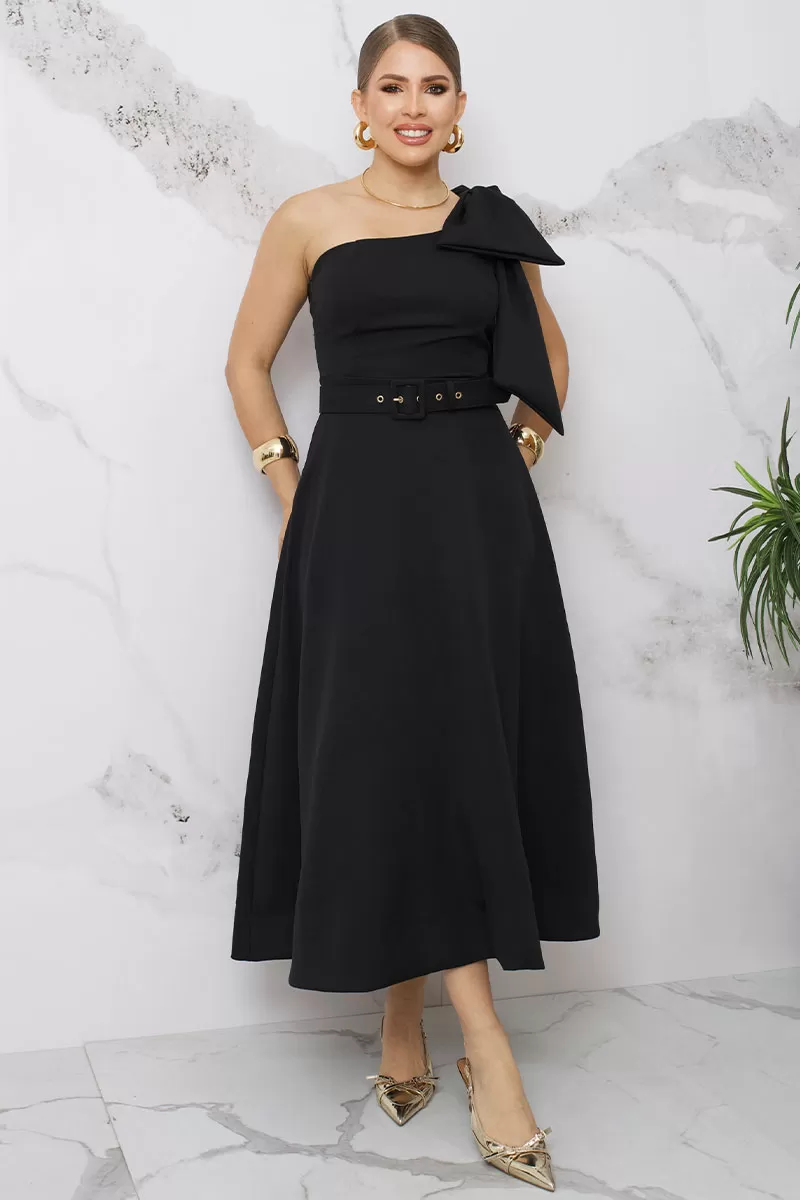 Miss Misses - Miss Misses Julia Long Black Dress - 54384PRETO Miss Misses - Miss Misses Julia Long Black Dress - 54384PRETO