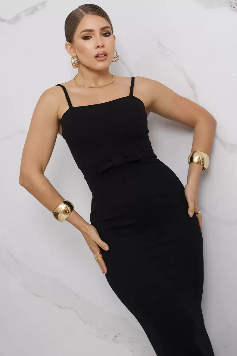 Miss Misses - Miss Misses Barbara Long Black Dress - 54390PRETO Miss Misses - Miss Misses Barbara Long Black Dress - 54390PRETO