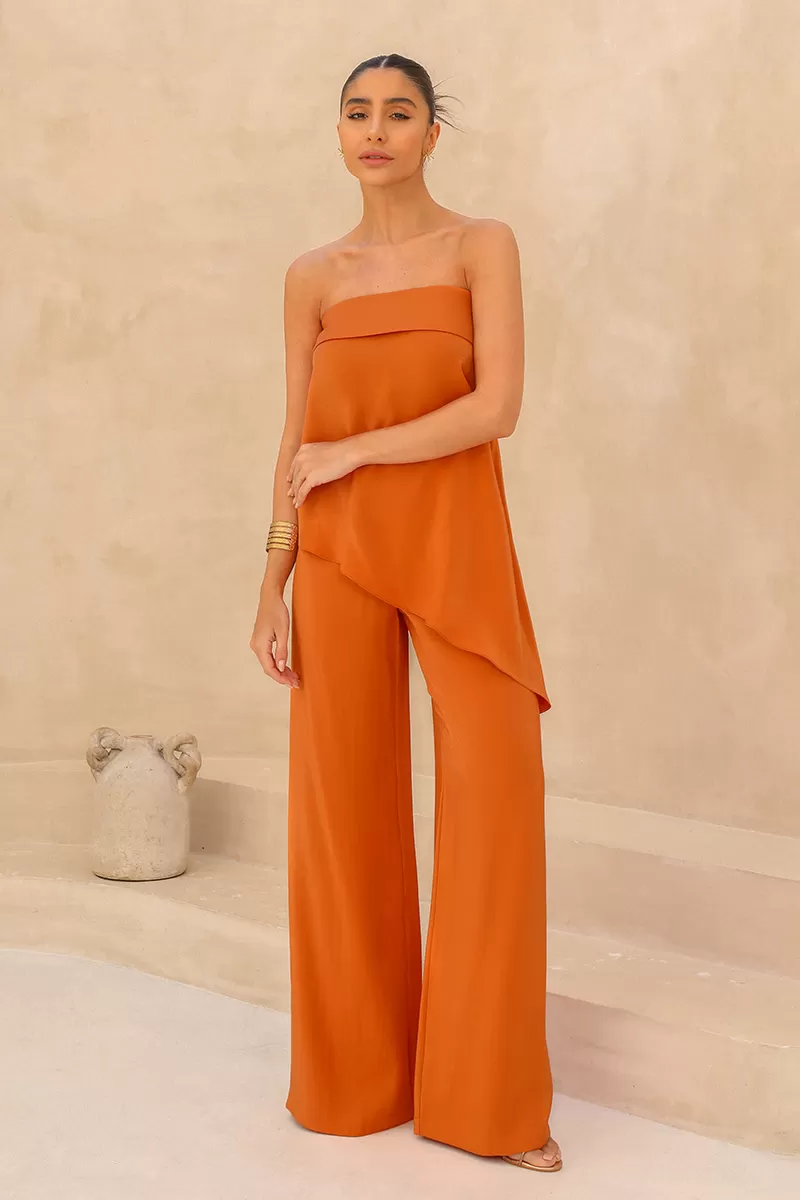 Dot Clothing - Felipa Asymmetric Orange Dot Clothing Set - 2475LARAN