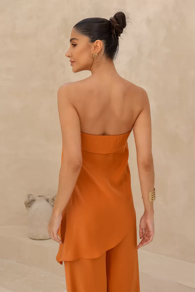 Dot Clothing - Felipa Asymmetric Orange Dot Clothing Set - 2475LARAN