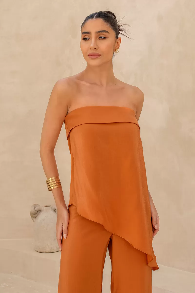 Dot Clothing - Felipa Asymmetric Orange Dot Clothing Set - 2475LARAN
