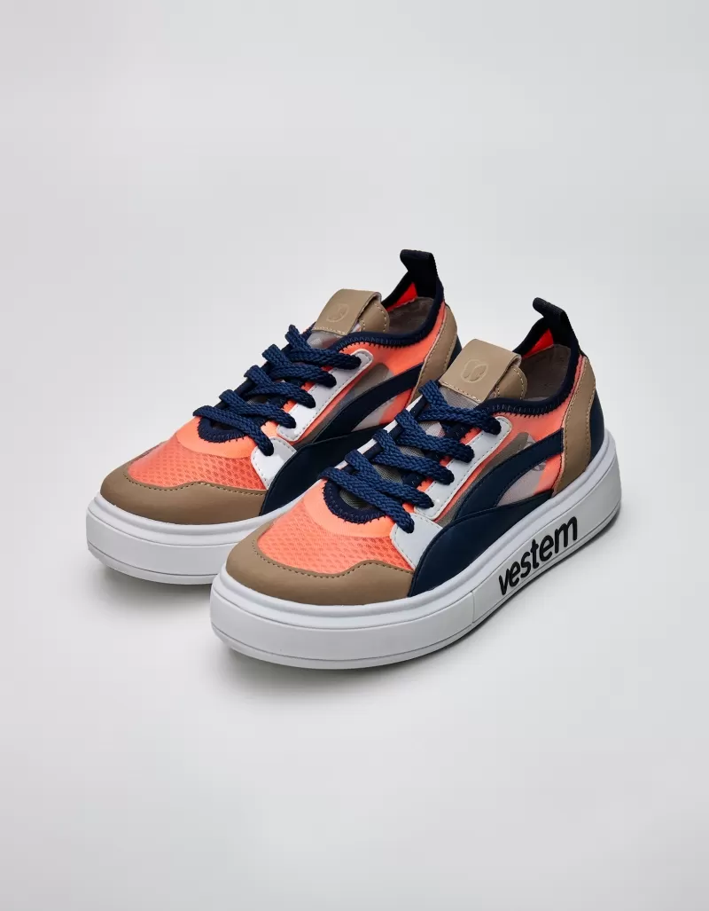 Vestem - Frida Multicolor Dark Navy and Neon Orange Sneakers - TE20.C0496 Vestem - Frida Multicolor Dark Navy and Neon Orange Sneakers - TE20.C0496