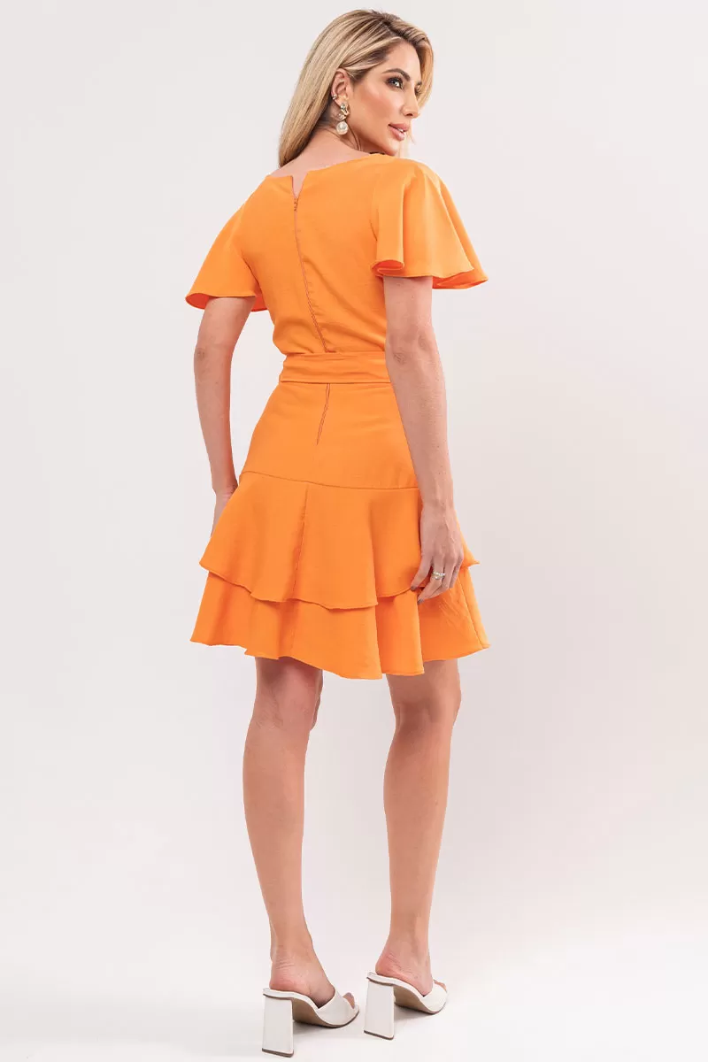 Miss Misses - Sara Dress with Frill and Orange Zipper - 54309216 Miss Misses - Sara Dress with Frill and Orange Zipper - 54309216