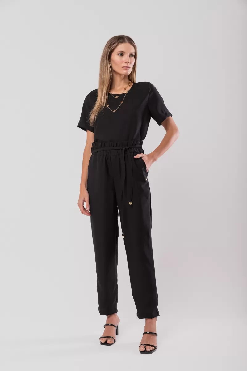 Hidrogênio - CARROT CREPE PANTS WITH BELT AND POCKET LUANA BLACK - 20106001 Hidrogênio - CARROT CREPE PANTS WITH BELT AND POCKET LUANA BLACK - 20106001