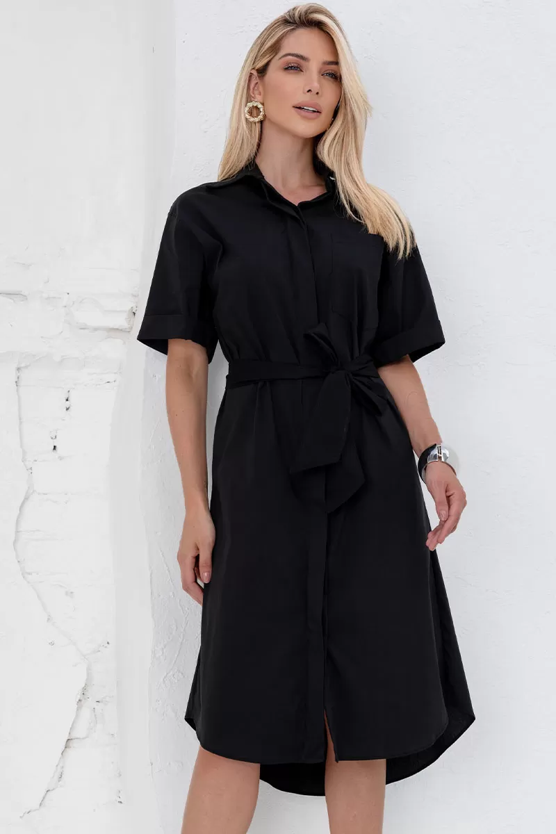 Miss Misses - Short Sleeve Shirt with Buttons and Black Stripe - 54382001 Miss Misses - Short Sleeve Shirt with Buttons and Black Stripe - 54382001