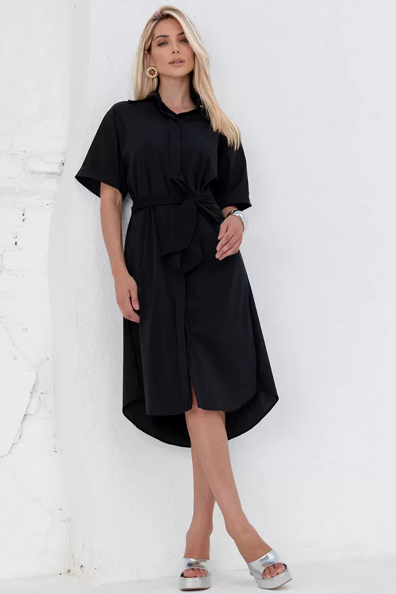 Miss Misses - Short Sleeve Shirt with Buttons and Black Stripe - 54382001 Miss Misses - Short Sleeve Shirt with Buttons and Black Stripe - 54382001
