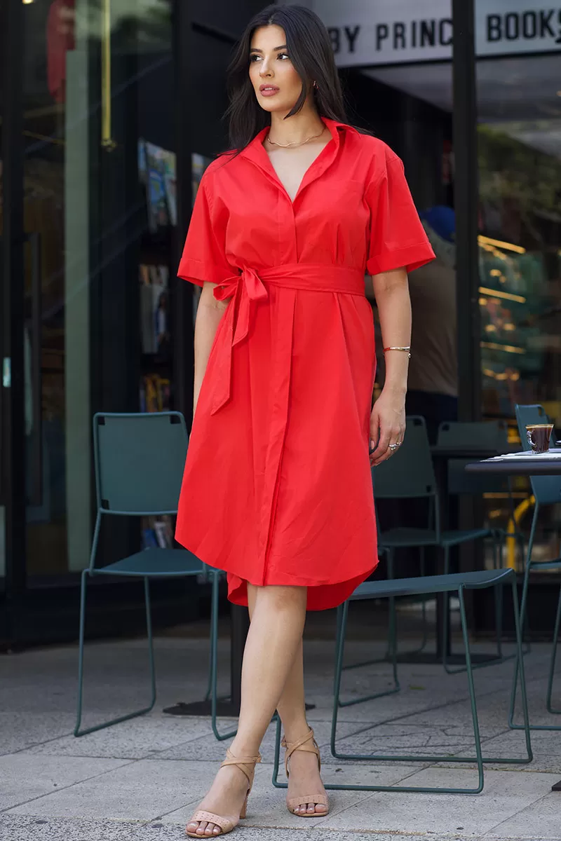 Miss Misses - Short Sleeve Shirt with Buttons and Red Stripe - 54382024 Miss Misses - Short Sleeve Shirt with Buttons and Red Stripe - 54382024
