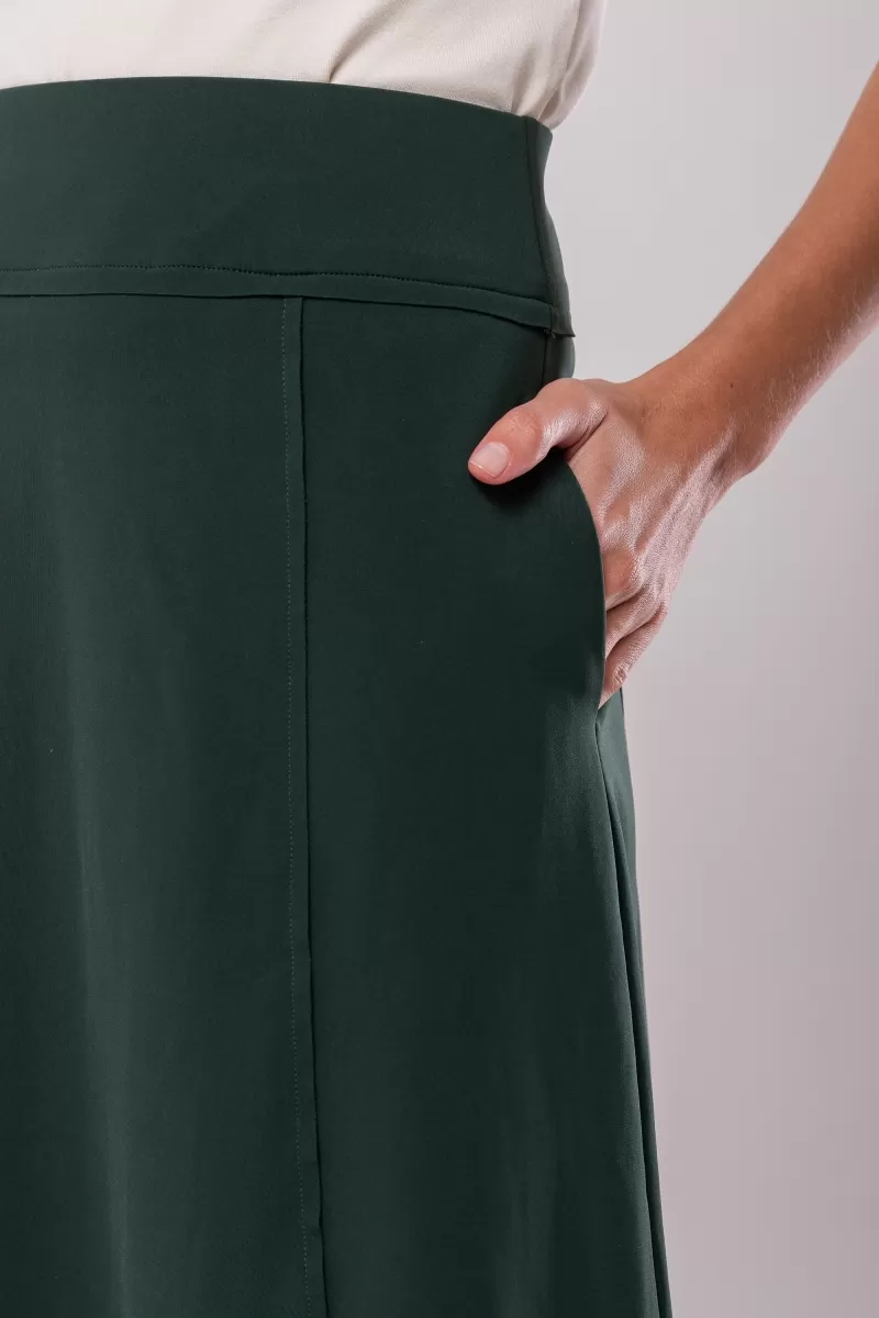 Hidrogênio - MOSS GREEN THREADED MIDI SKIRT - 19612046