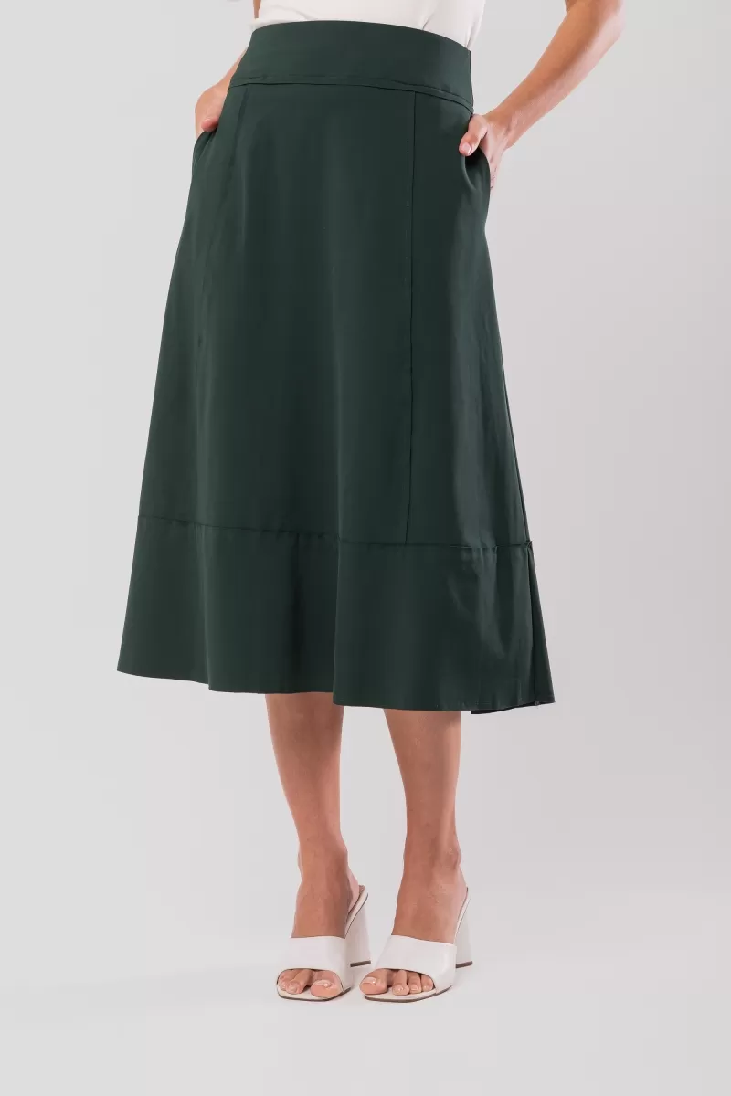 Hidrogênio - MOSS GREEN THREADED MIDI SKIRT - 19612046