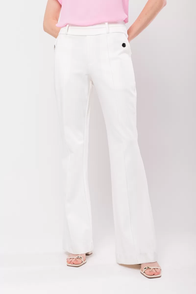 Hidrogênio - BIA OFF WHITE STRAIGHT PANTS WITH POCKETS AND RIBBING - 19455018 Hidrogênio - BIA OFF WHITE STRAIGHT PANTS WITH POCKETS AND RIBBING - 19455018