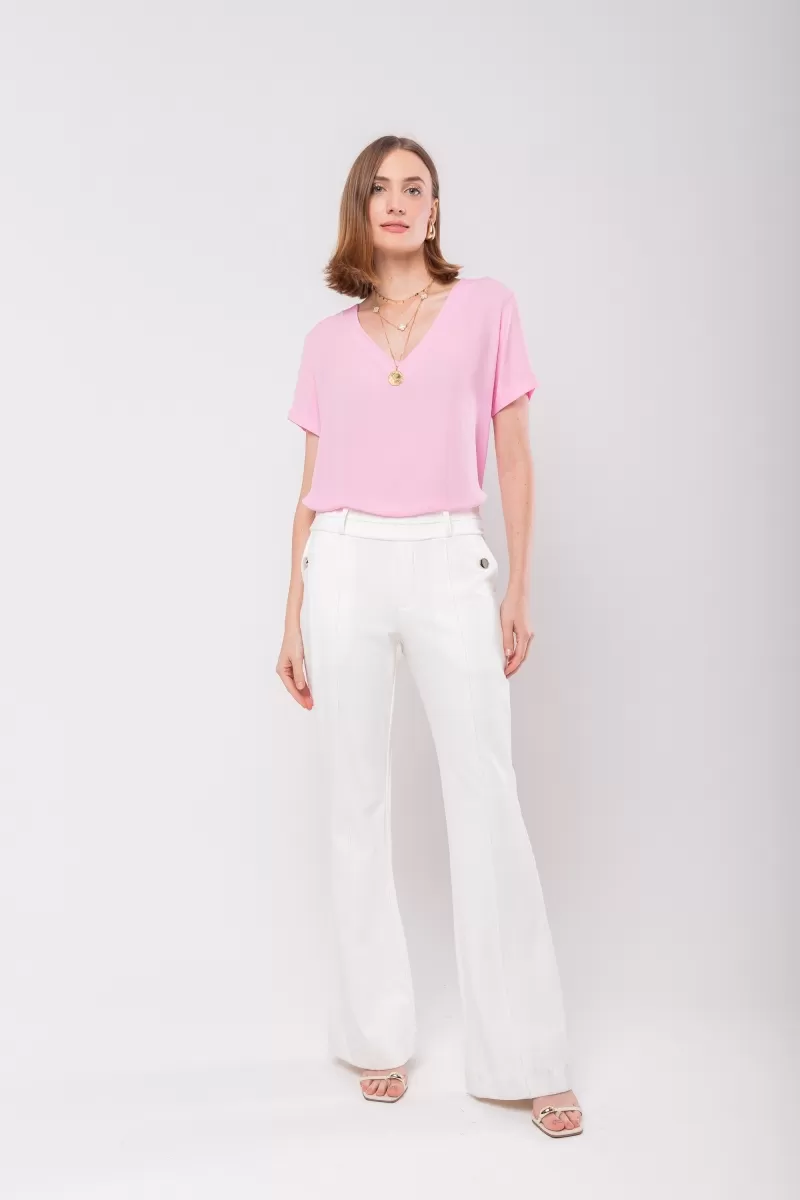 Hidrogênio - BIA OFF WHITE STRAIGHT PANTS WITH POCKETS AND RIBBING - 19455018 Hidrogênio - BIA OFF WHITE STRAIGHT PANTS WITH POCKETS AND RIBBING - 19455018