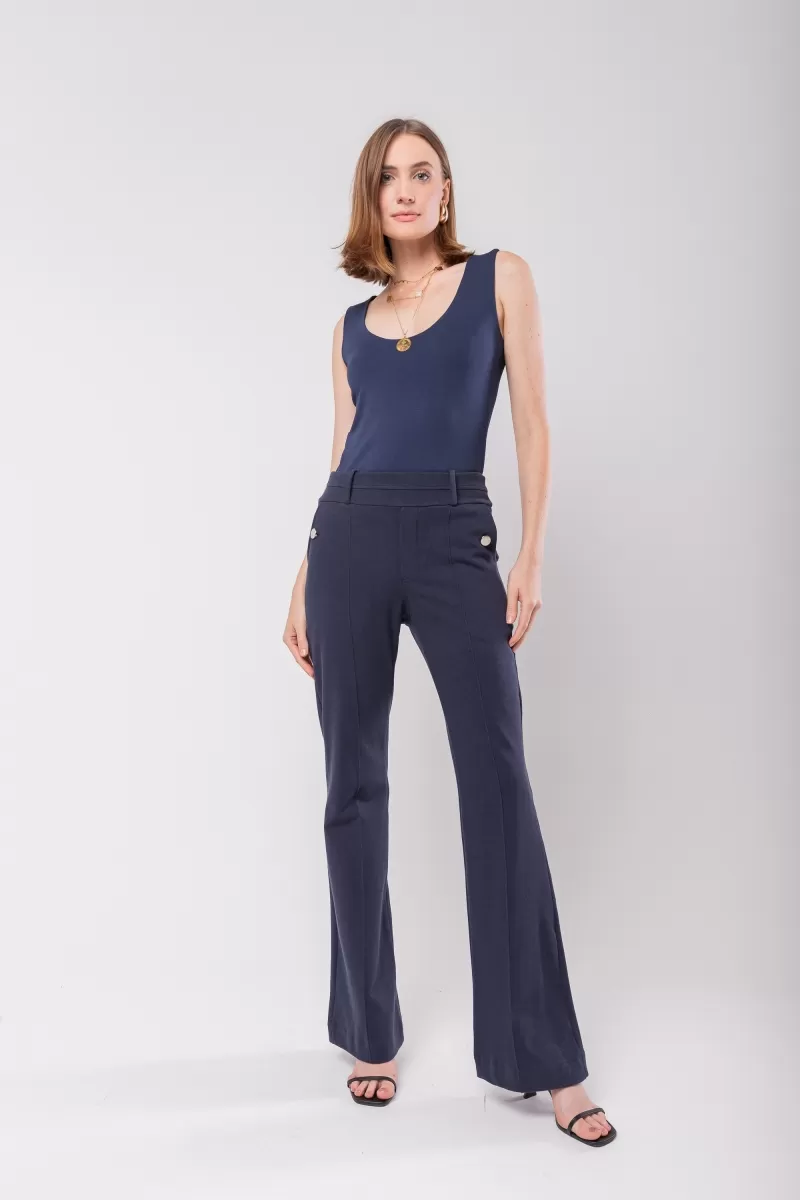 Hidrogênio - STRAIGHT PANTS WITH POCKETS AND RIBBING IN NAVY BLUE - 19455004