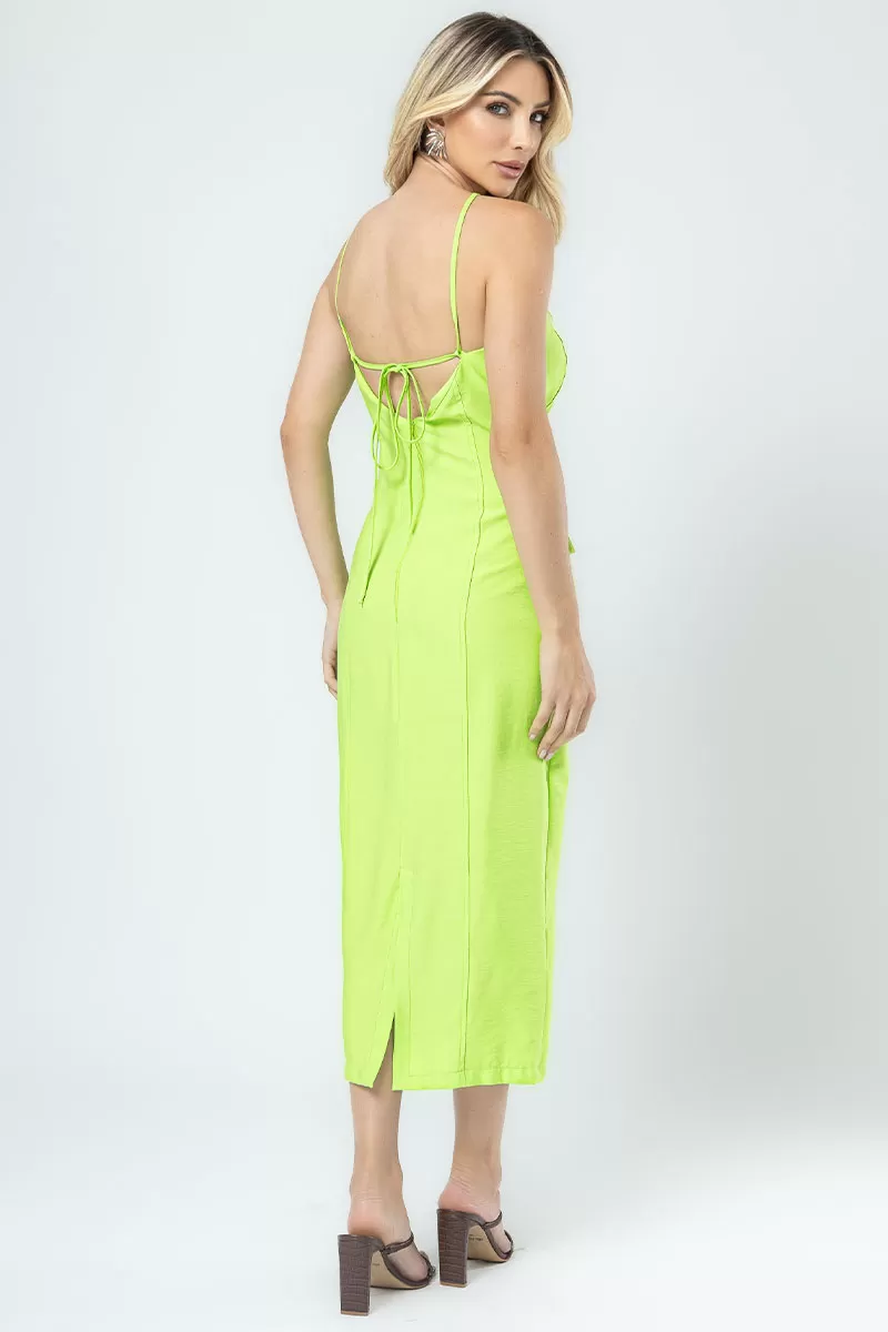 Miss Misses - Valeria Midi Dress with Halter Neck and Green Lapel - 54373023 Miss Misses - Valeria Midi Dress with Halter Neck and Green Lapel - 54373023