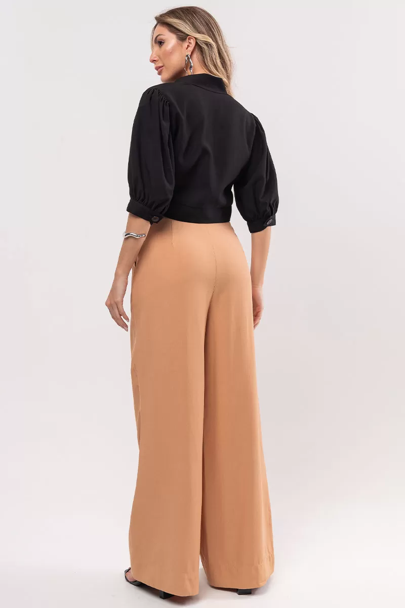 Miss Misses - Nathalia Shirt with Sleeves and Buttons in Black - 80561001 Miss Misses - Nathalia Shirt with Sleeves and Buttons in Black - 80561001