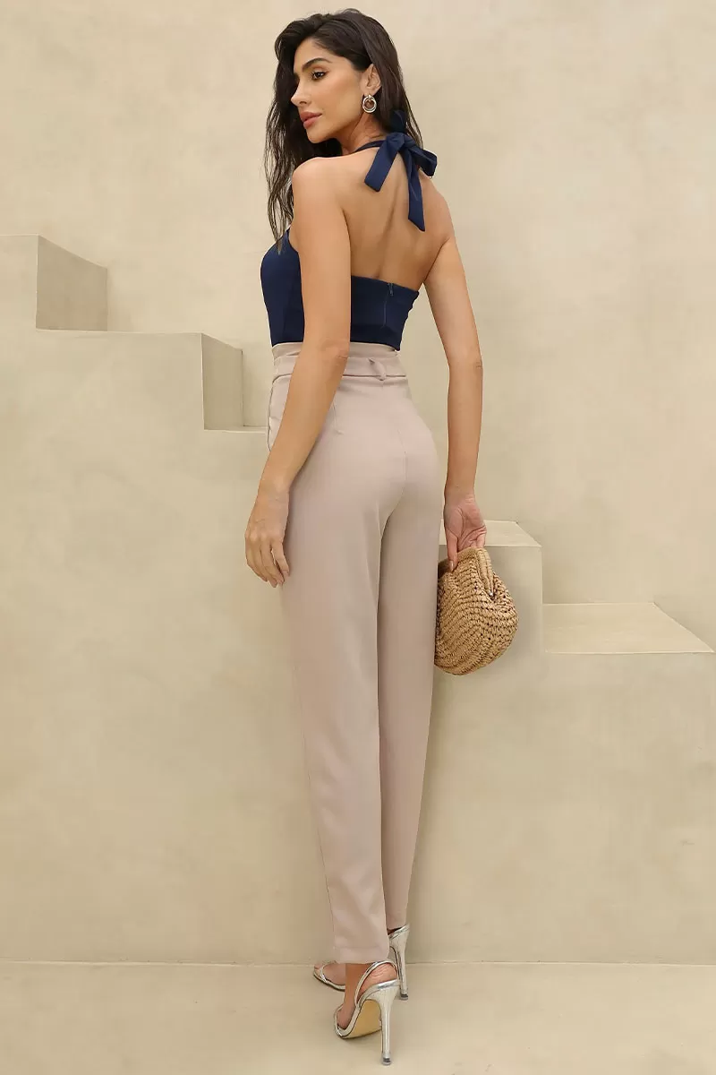 Miss Misses - Pink Tailored Pants with Beige Front Pleat - 54396215 Miss Misses - Pink Tailored Pants with Beige Front Pleat - 54396215