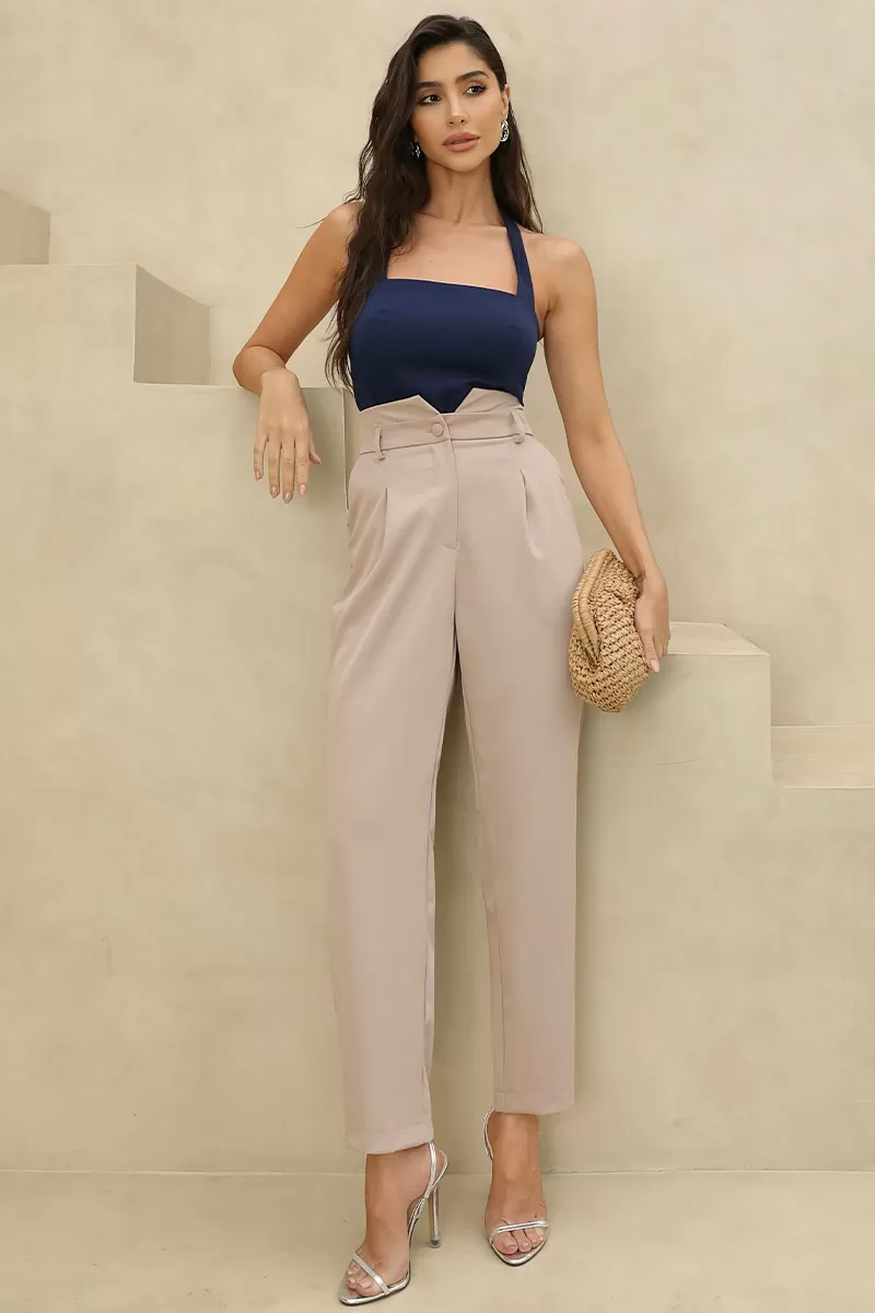Miss Misses - Pink Tailored Pants with Beige Front Pleat - 54396215 Miss Misses - Pink Tailored Pants with Beige Front Pleat - 54396215