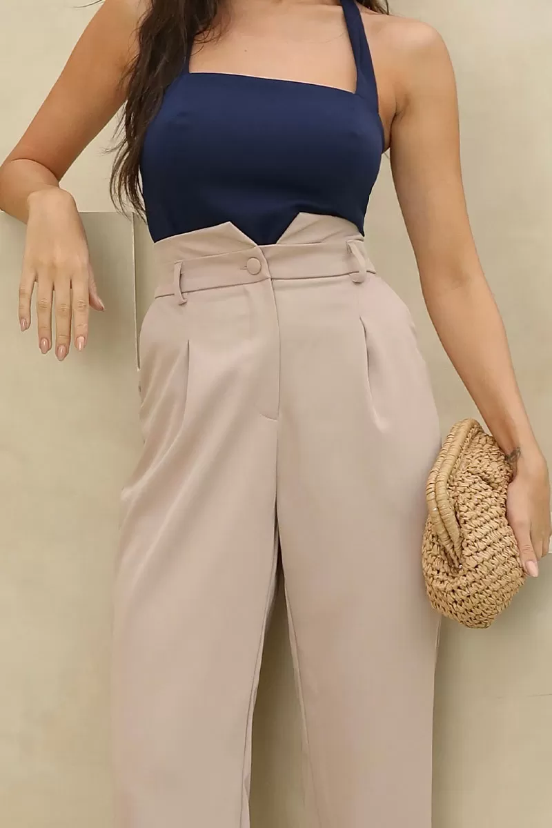 Miss Misses - Pink Tailored Pants with Beige Front Pleat - 54396215 Miss Misses - Pink Tailored Pants with Beige Front Pleat - 54396215