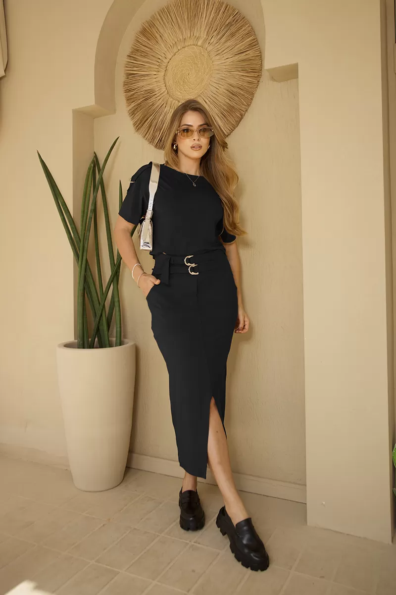 Miss Misses - Set Miss Misses Isadora Shirt and Skirt Black - 54235PRETO Miss Misses - Set Miss Misses Isadora Shirt and Skirt Black - 54235PRETO