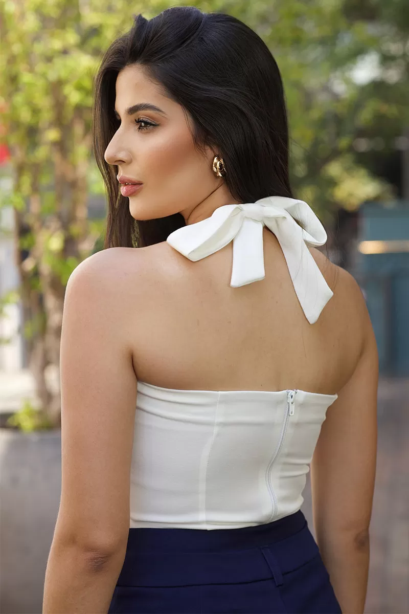 Miss Misses - Marta Shirt with One-Shoulder Zipper and Off-White Back - 80564030 Miss Misses - Marta Shirt with One-Shoulder Zipper and Off-White Back - 80564030