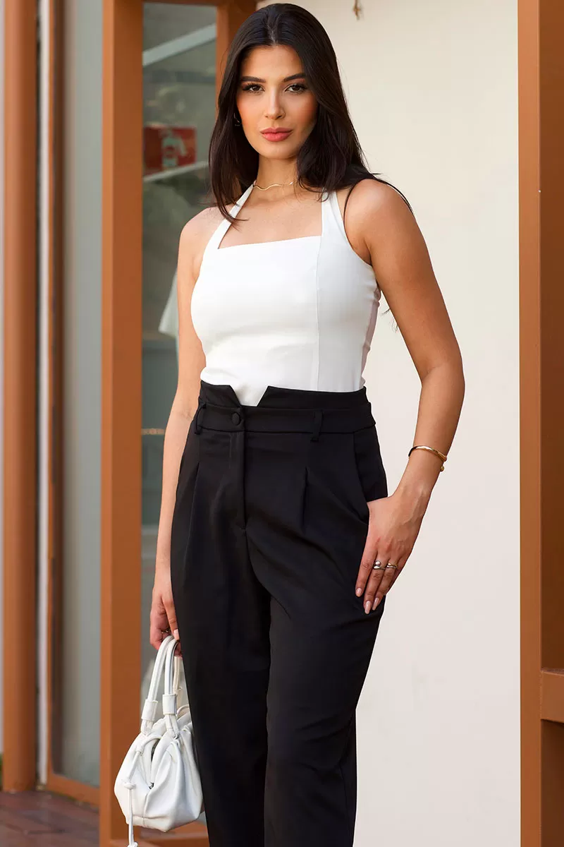 Miss Misses - Marta Shirt with One-Shoulder Zipper and Off-White Back - 80564030