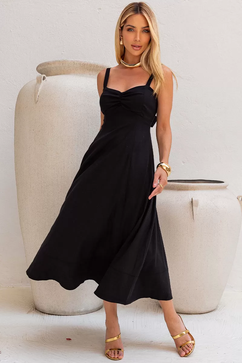 Miss Misses - Vera Linen Dress with Black Back Tie - 54388001