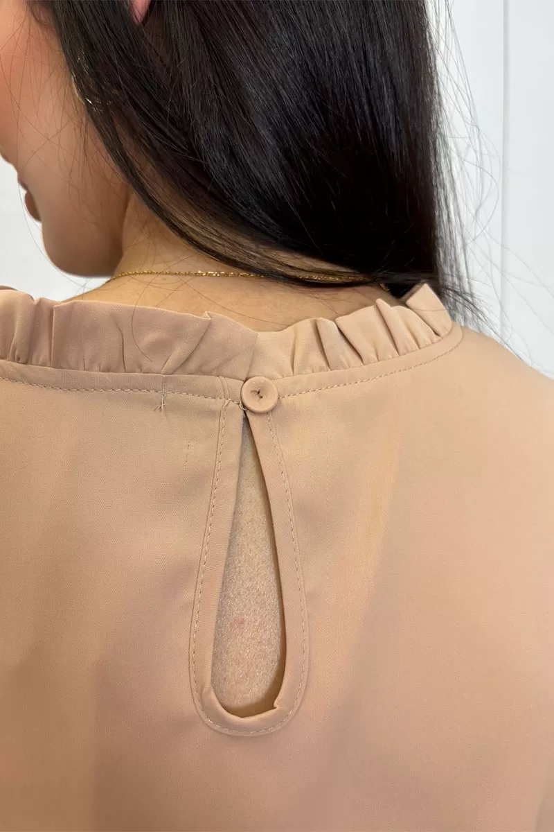 Miss Misses - Kim Short Sleeve Shirt With Khaki Gripir Detail - 80573136 Miss Misses - Kim Short Sleeve Shirt With Khaki Gripir Detail - 80573136