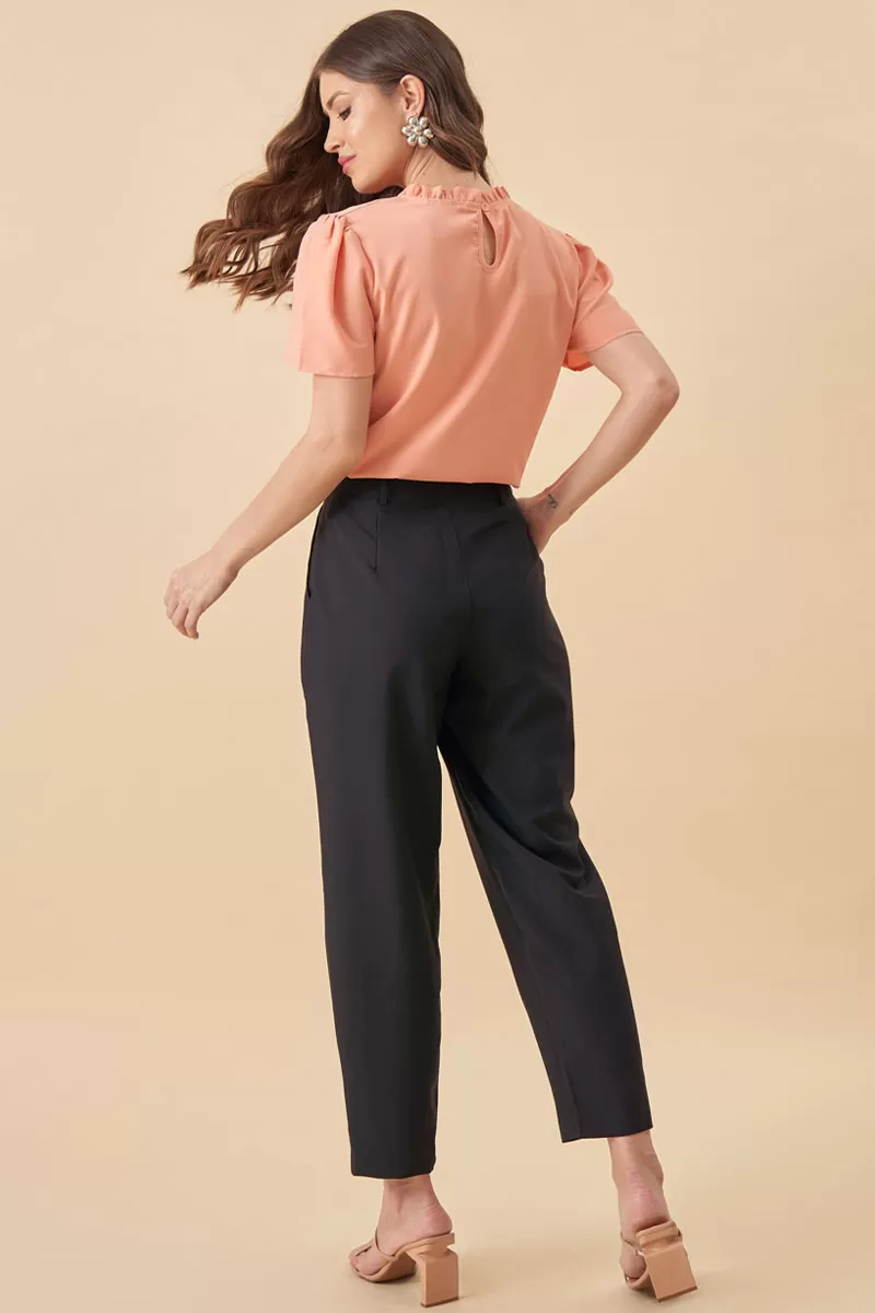 Miss Misses - Kim Short Sleeve Shirt With Salmon Gripir Detail - 80573052 Miss Misses - Kim Short Sleeve Shirt With Salmon Gripir Detail - 80573052