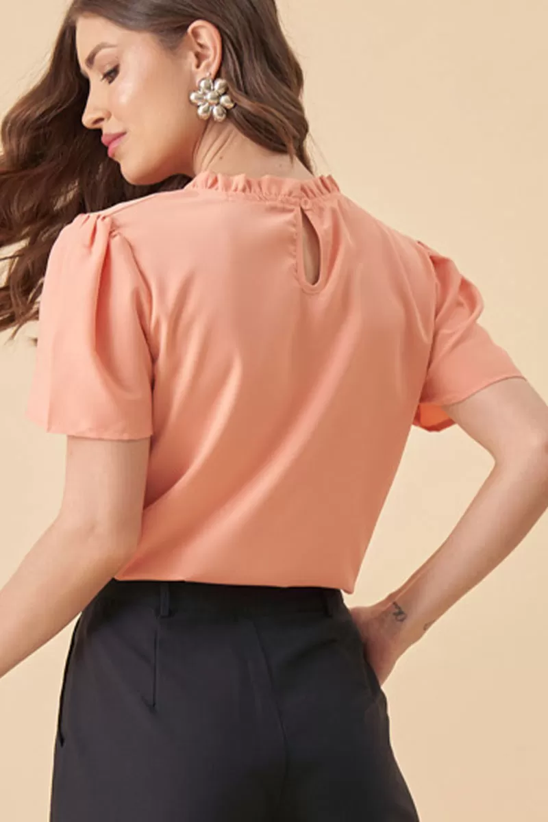 Miss Misses - Kim Short Sleeve Shirt With Salmon Gripir Detail - 80573052 Miss Misses - Kim Short Sleeve Shirt With Salmon Gripir Detail - 80573052