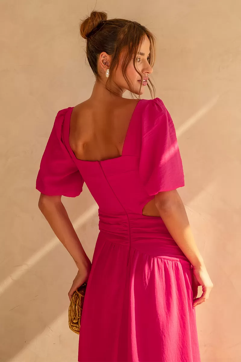 Dot Clothing - Dress Dot Clothing Rebeca Pink Puff Sleeve - 2512ROSA Dot Clothing - Dress Dot Clothing Rebeca Pink Puff Sleeve - 2512ROSA