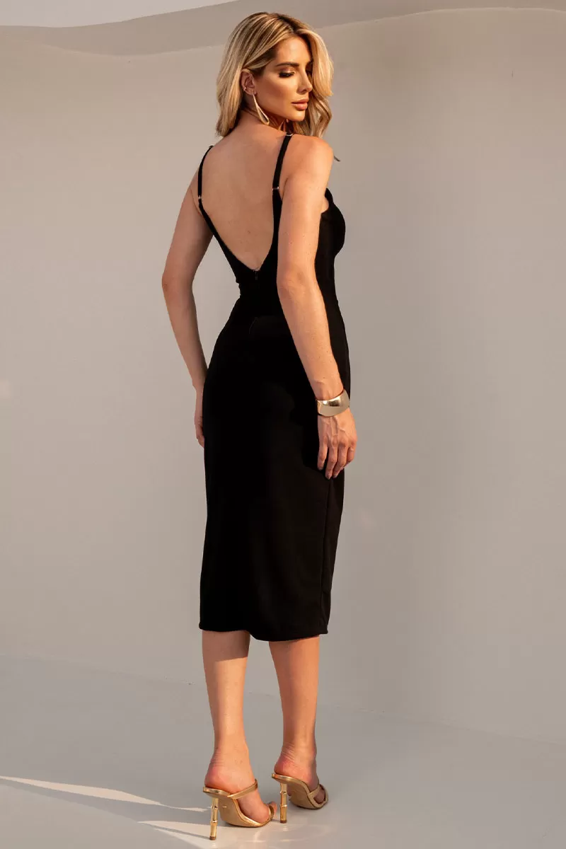 Miss Misses - Elisa MD Tube Dress with Metal Detail in Black Neckline - 54401001 Miss Misses - Elisa MD Tube Dress with Metal Detail in Black Neckline - 54401001
