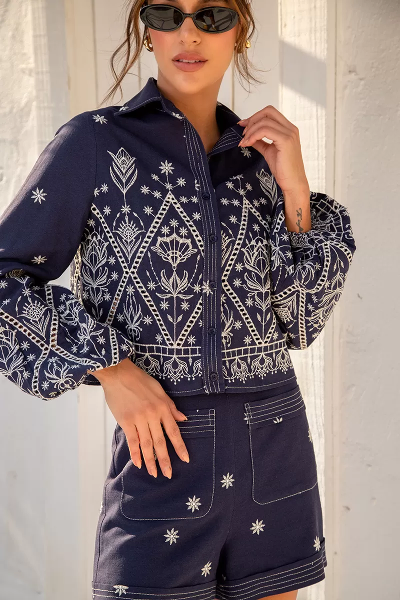 Dot Clothing - Trijunto Dot Clothing Milena needlework Navy Blue - 2459AZUL Dot Clothing - Trijunto Dot Clothing Milena needlework Navy Blue - 2459AZUL