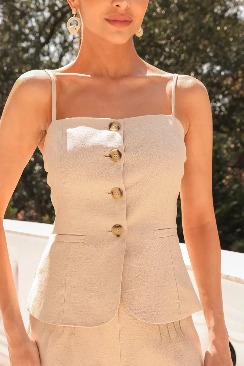 Dot Clothing - Shirt Dot Clothing Gisele Vest Beige - 2491BEGE Dot Clothing - Shirt Dot Clothing Gisele Vest Beige - 2491BEGE