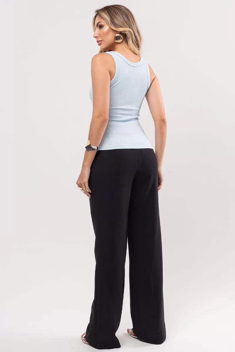 Miss Misses - Luana Blue Ribbed Shirt - 54362002 Miss Misses - Luana Blue Ribbed Shirt - 54362002