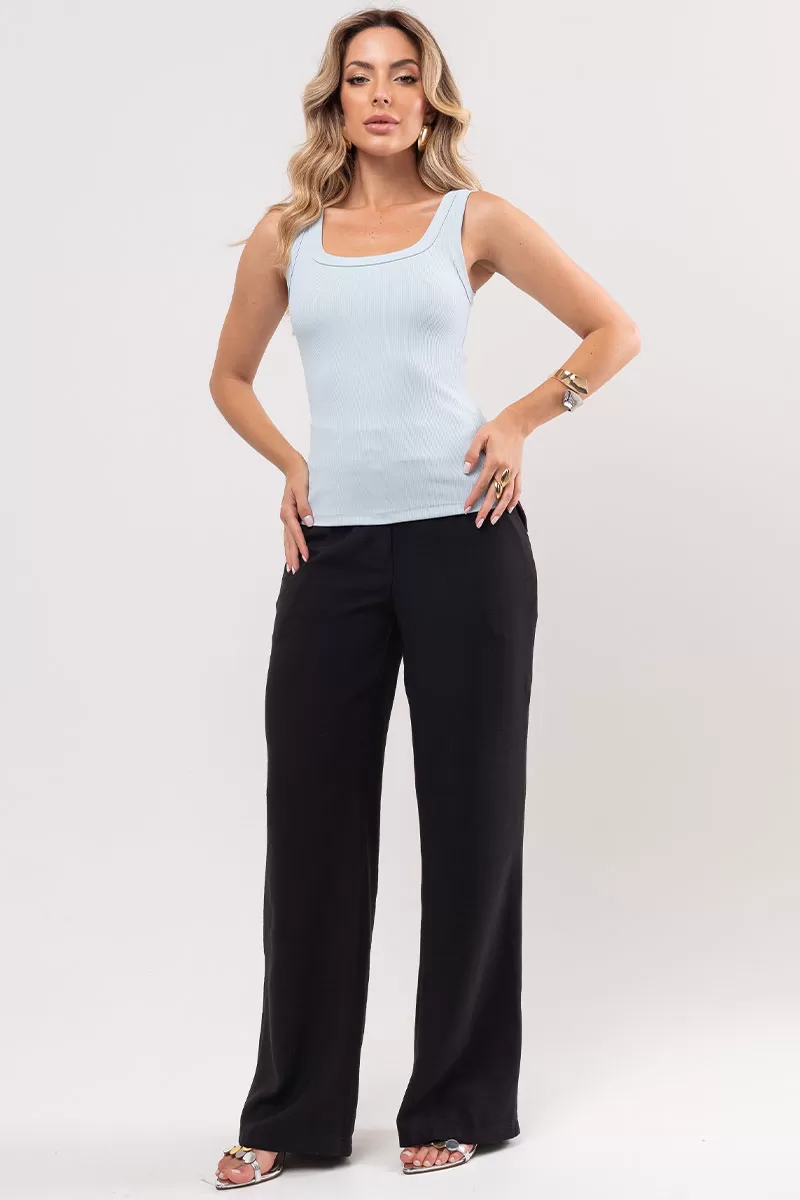 Miss Misses - Luana Blue Ribbed Shirt - 54362002 Miss Misses - Luana Blue Ribbed Shirt - 54362002