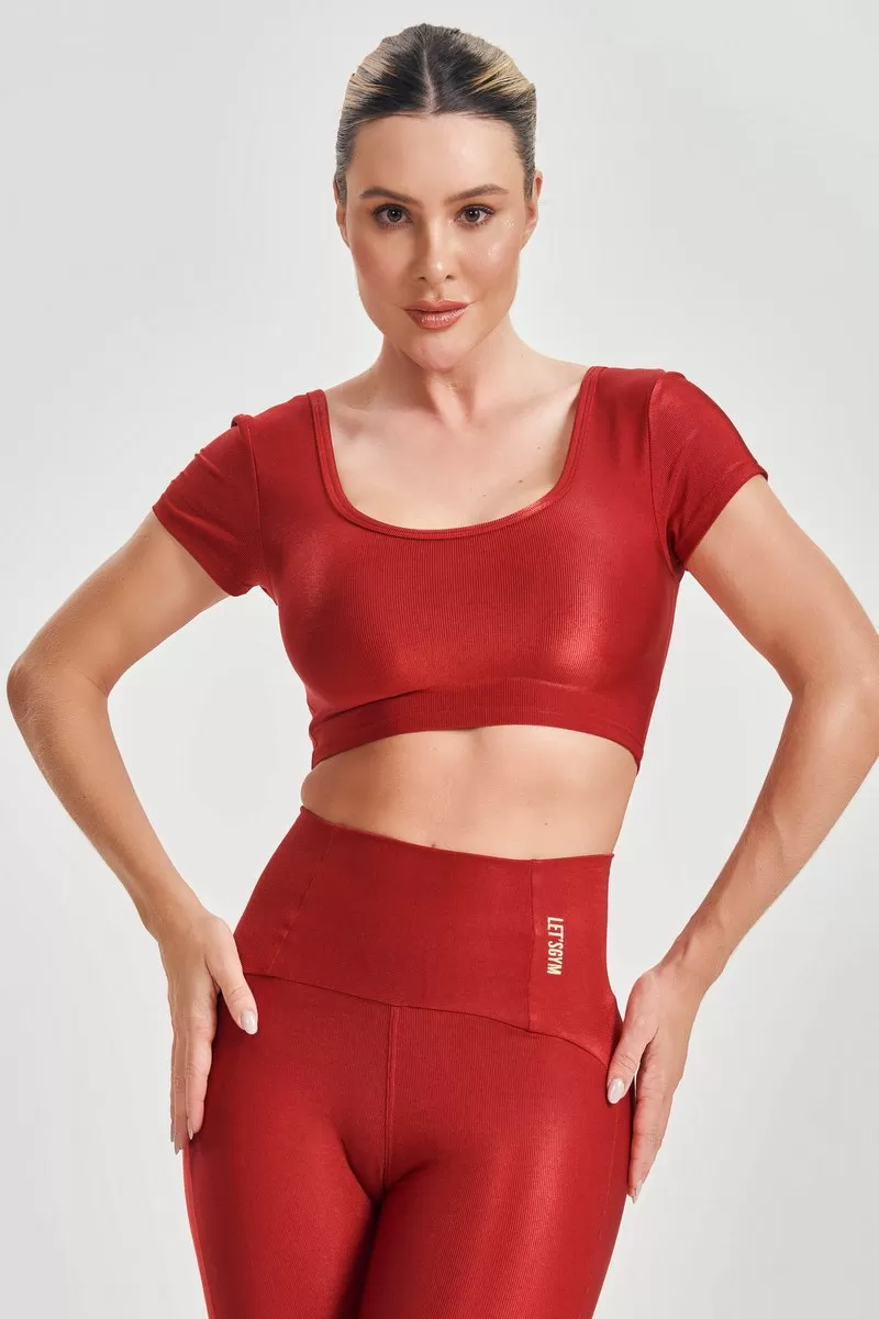 Lets Gym - Red Basic Fit Crop Top - 2584VM Lets Gym - Red Basic Fit Crop Top - 2584VM
