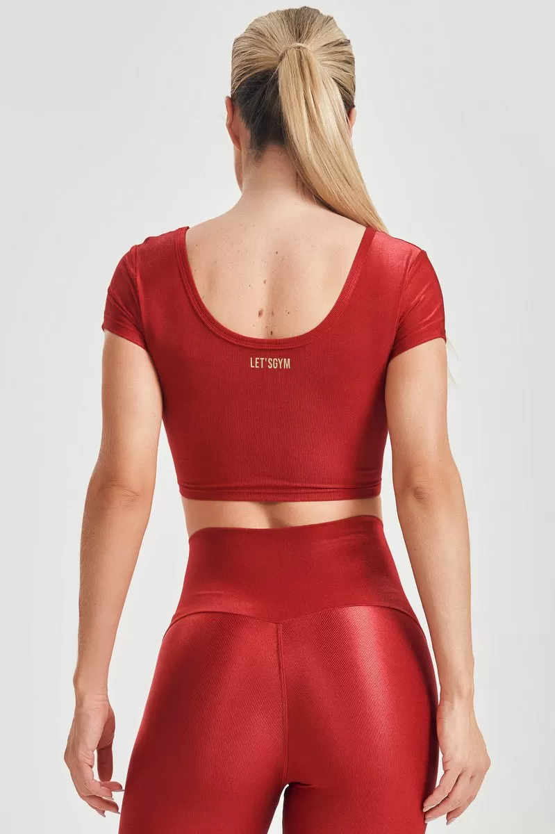 Lets Gym - Red Basic Fit Crop Top - 2584VM Lets Gym - Red Basic Fit Crop Top - 2584VM