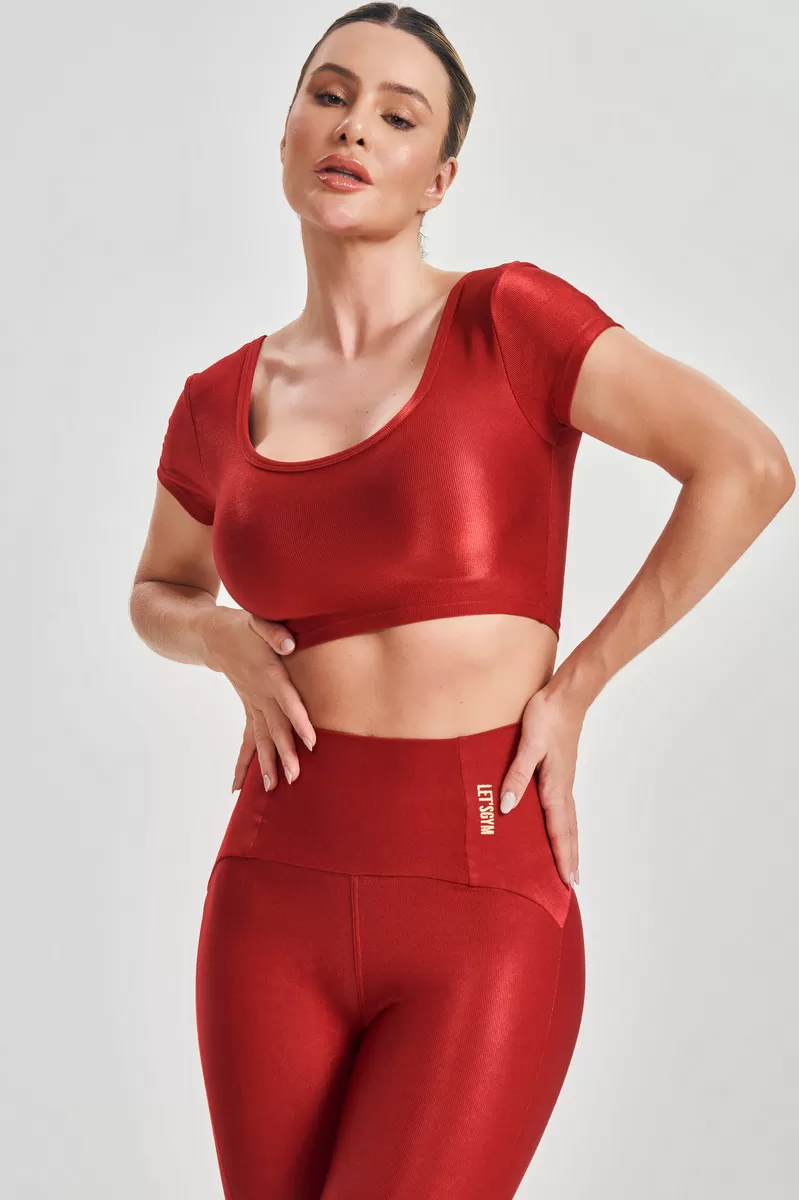 Lets Gym - Red Basic Fit Crop Top - 2584VM Lets Gym - Red Basic Fit Crop Top - 2584VM