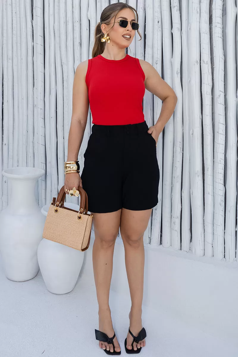 Miss Misses - Miss Misses Ribbed Tank Shirt Basic Red - 54261024 Miss Misses - Miss Misses Ribbed Tank Shirt Basic Red - 54261024
