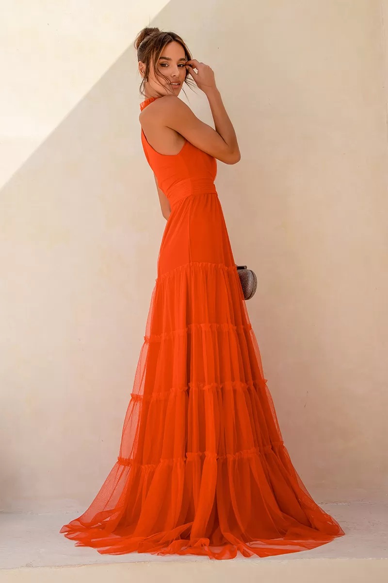 Dot Clothing - Dress Dot Clothing Carmen High Neck Orange - 2513LARAN Dot Clothing - Dress Dot Clothing Carmen High Neck Orange - 2513LARAN