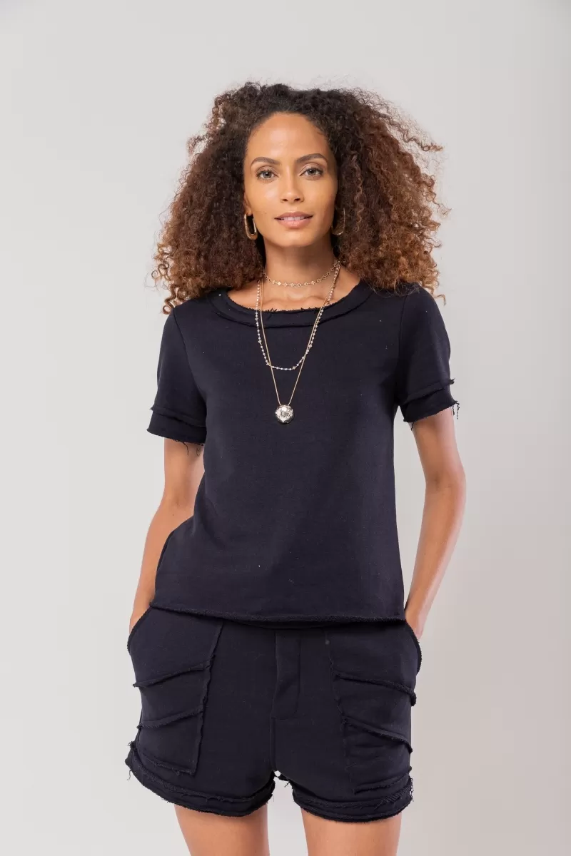 Hidrogênio - MG SHORT BLACK NECKLINE SWEATSHIRT - 20195001