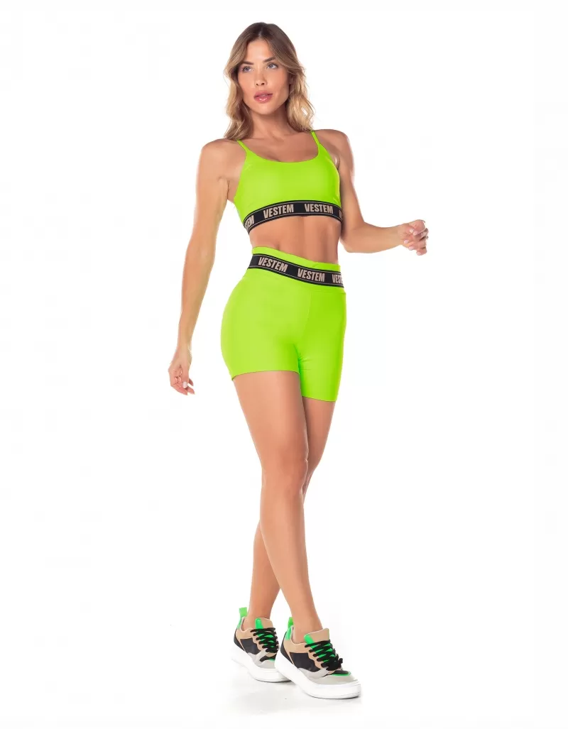 Vestem - Neon Green Hera Elastic Waist Shorts - SH568.V25.C0041 Vestem - Neon Green Hera Elastic Waist Shorts - SH568.V25.C0041