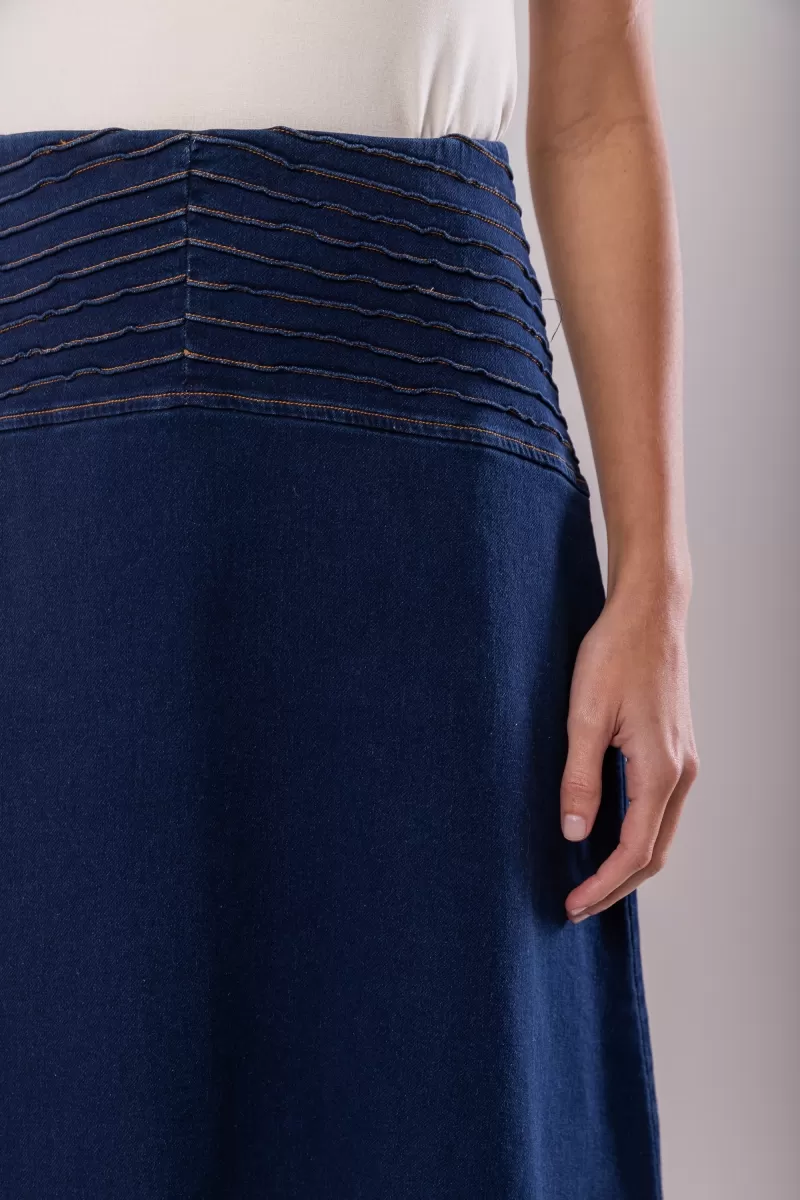 Hidrogênio - MIDI SKIRT WITH RIBBED JEANS BRIDGE - 19589042