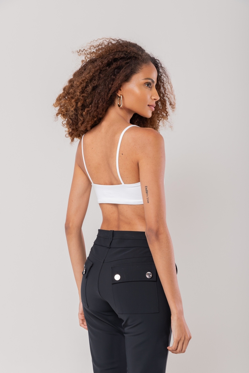 Hidrogênio - TOP WITH PADS AND STRAPS AND NECKLINE WITH LACE OFF WHITE - 20186018 Hidrogênio - TOP WITH PADS AND STRAPS AND NECKLINE WITH LACE OFF WHITE - 20186018