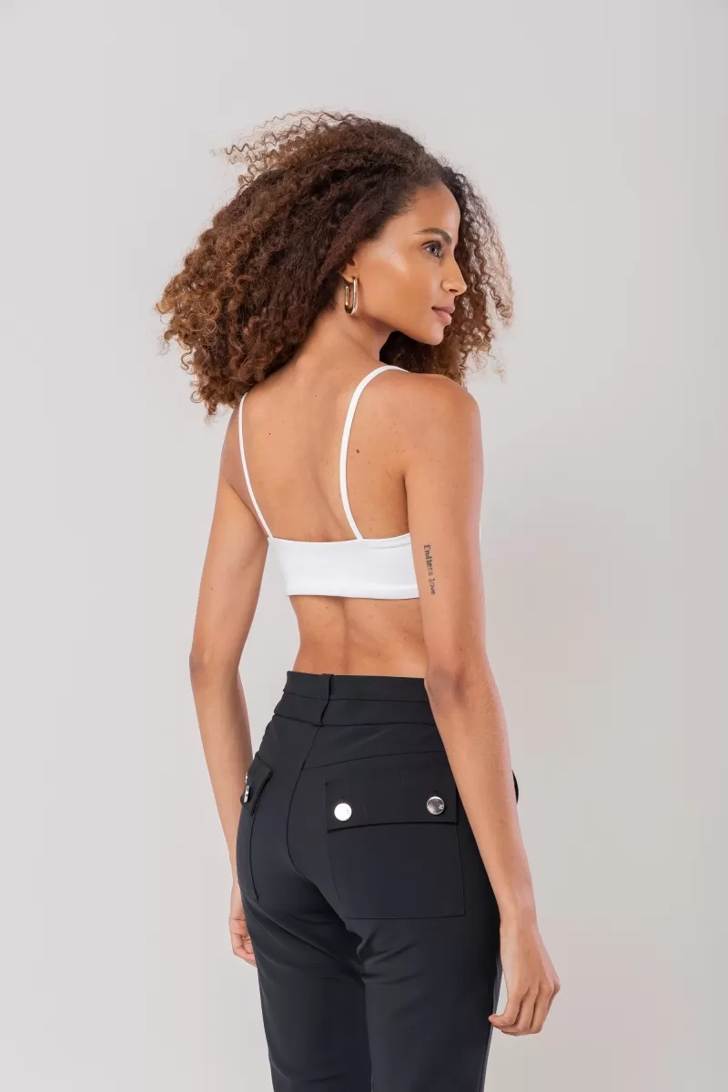 Hidrogênio - TOP WITH PADS AND STRAPS AND NECKLINE WITH LACE OFF WHITE - 20186018