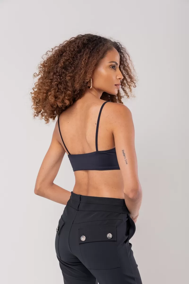 Hidrogênio - TOP WITH PADS AND STRAPS AND NECKLINE WITH LACE IN BLACK - 20186001