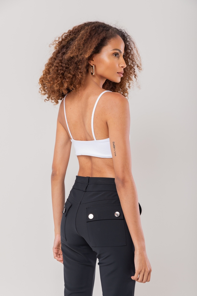 Hidrogênio - TOP WITH PADS AND STRAPS AND NECKLINE WITH LACE IN WHITE - 20186002 Hidrogênio - TOP WITH PADS AND STRAPS AND NECKLINE WITH LACE IN WHITE - 20186002